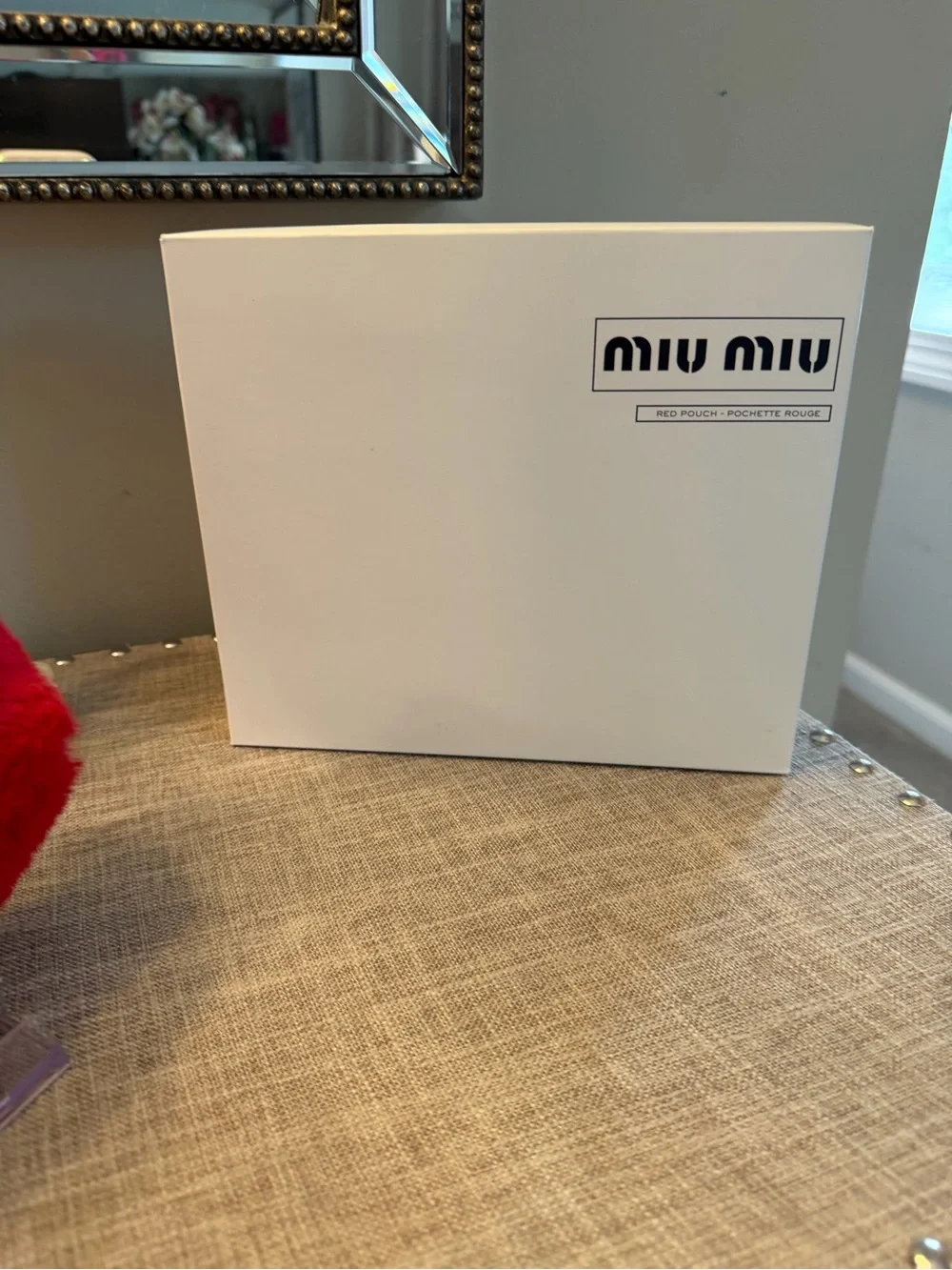 Miu Miu Parfum Red Faux Fur Cosmetic Pouch